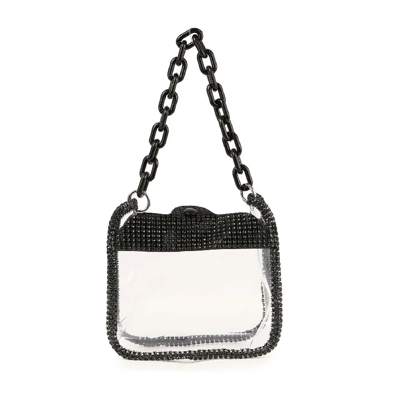 Classic Elegance Sales Rhinestone Trimmed Clear Stadium Approved Shoulder Bag