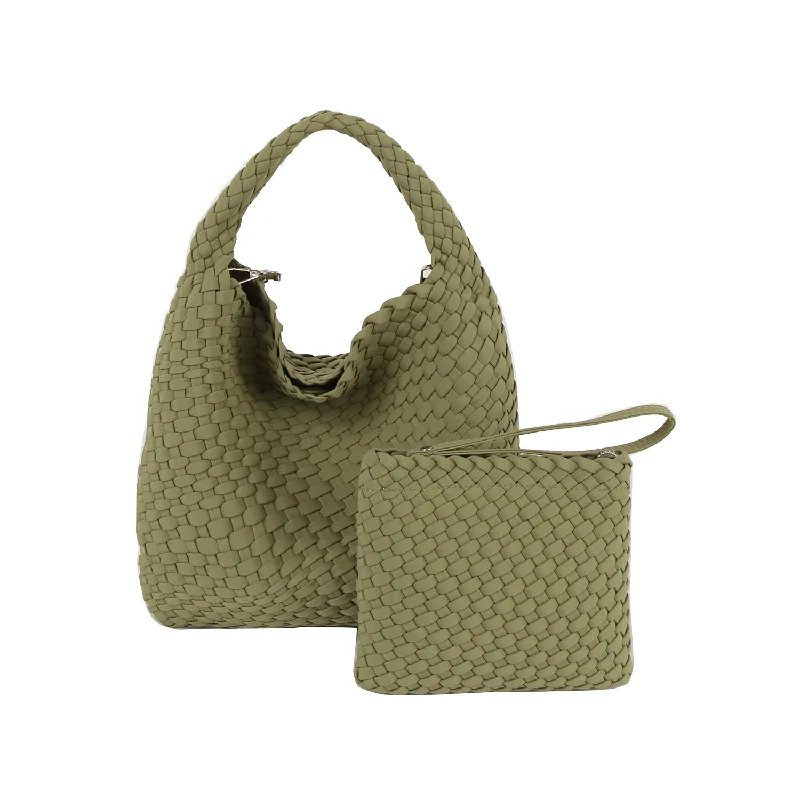 Fashion Forward, Function First Woven Chic Hobo Bag with Matching Pouch