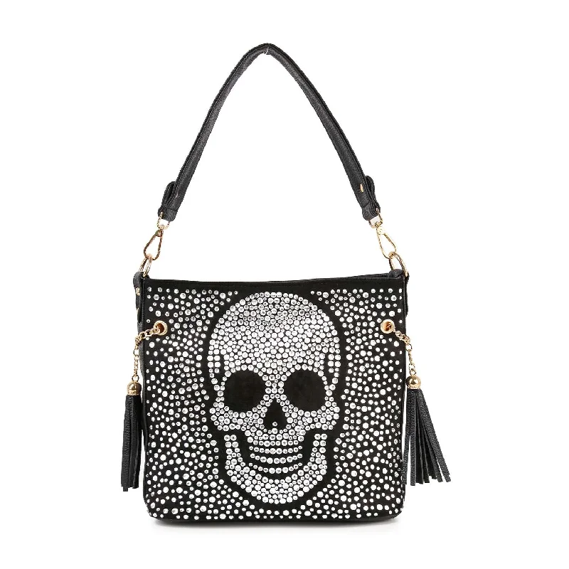Vintage-Modern Style Offers Sparkling Jolly Skull Hobo Crossbody