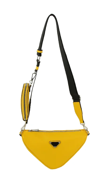 Edgy Fashion Deals Upside-down triangle crossbody with cute pocket key ring