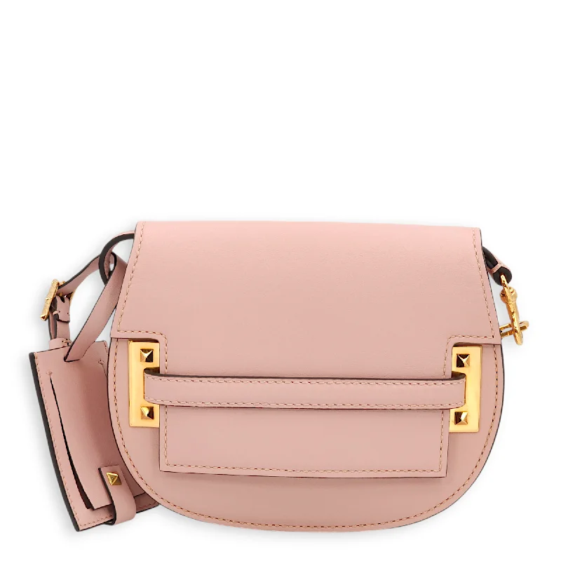 Summer Fashion My Rockstuds Saddle Pink Crossbody Bag, Gold hardware