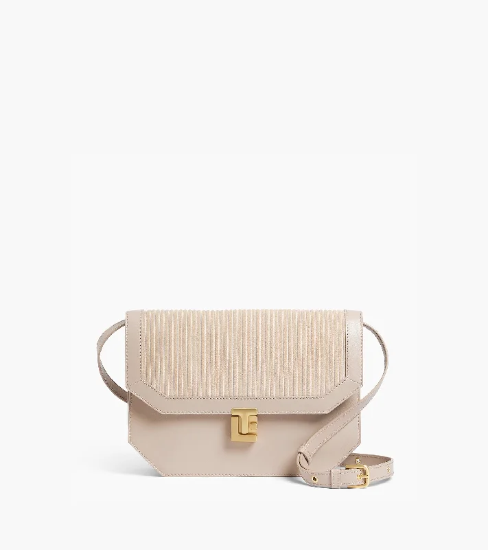 Imeless Style Rose medium shoulder bag in ribbed leather and smooth leather