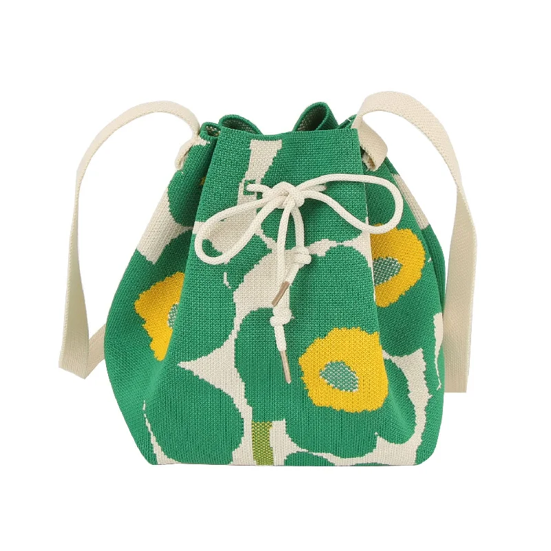 Seize Bargains Flower Knit Bucket Bag