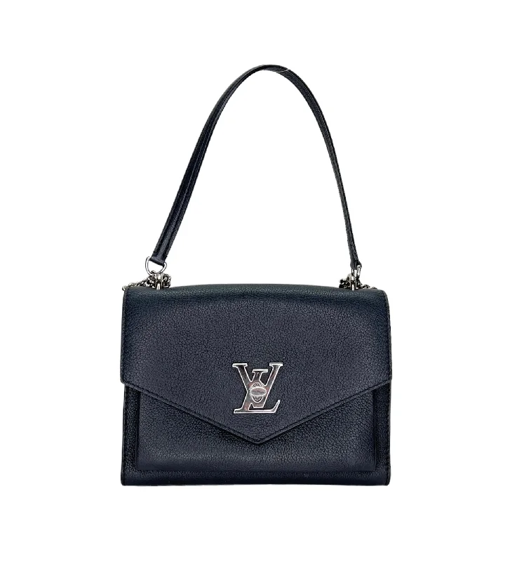 Sophisticated Fashion Mylockme Satchel Chain Black Crossbody Bag in Calfskin, Silver hardware