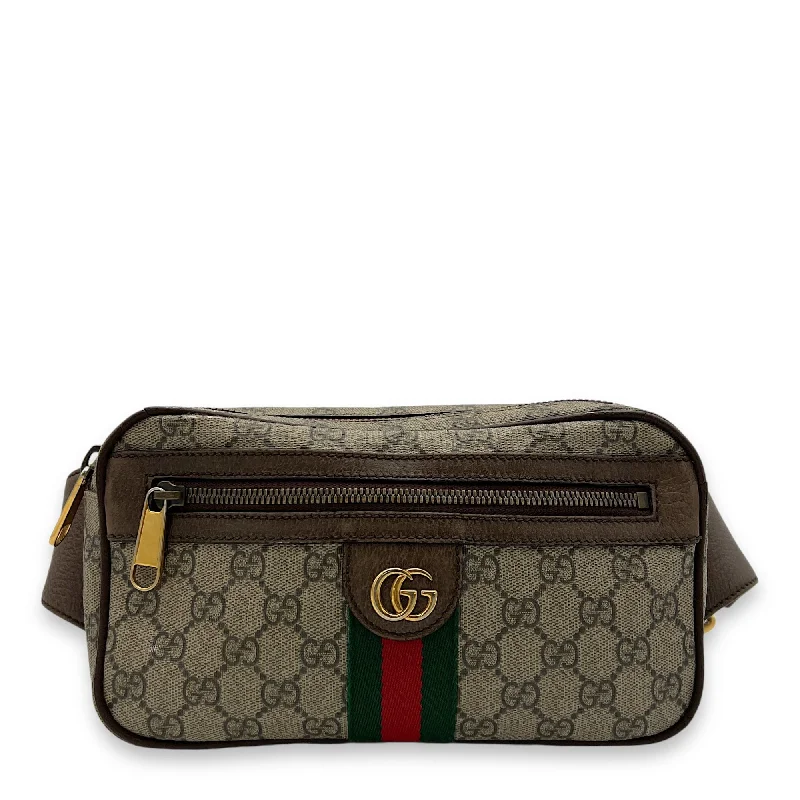 Trendy Bags Ophidia Crossbody Bag Brown in Coated Canvas, Gold hardware