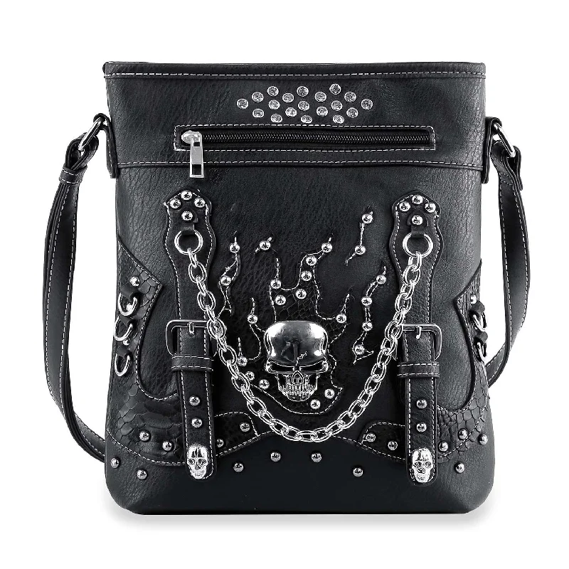 Limited-Time Offer On Trendy Bags Stud and Chain Accented Skull Crossbody Sling