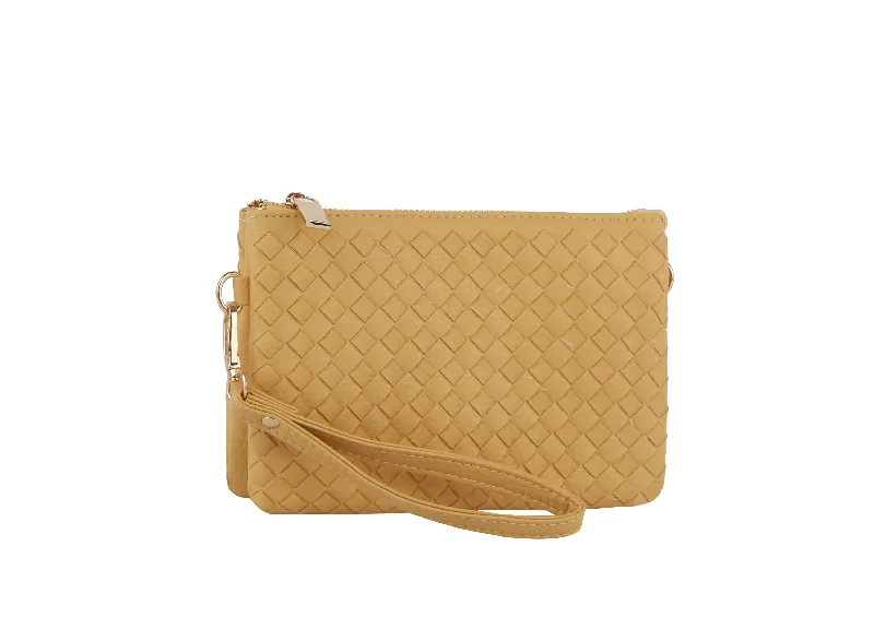 Special Offer Woven tripe comparament convertible clutch crossbody wristlet