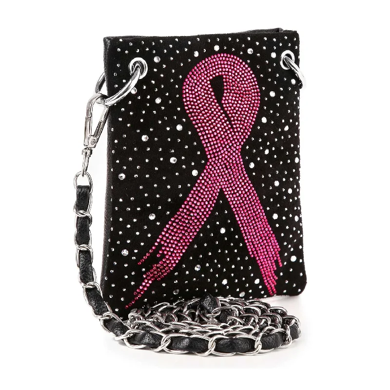 Active Lifestyles Petite Rhinestone Bling Breast Cancer Crossbody Sling