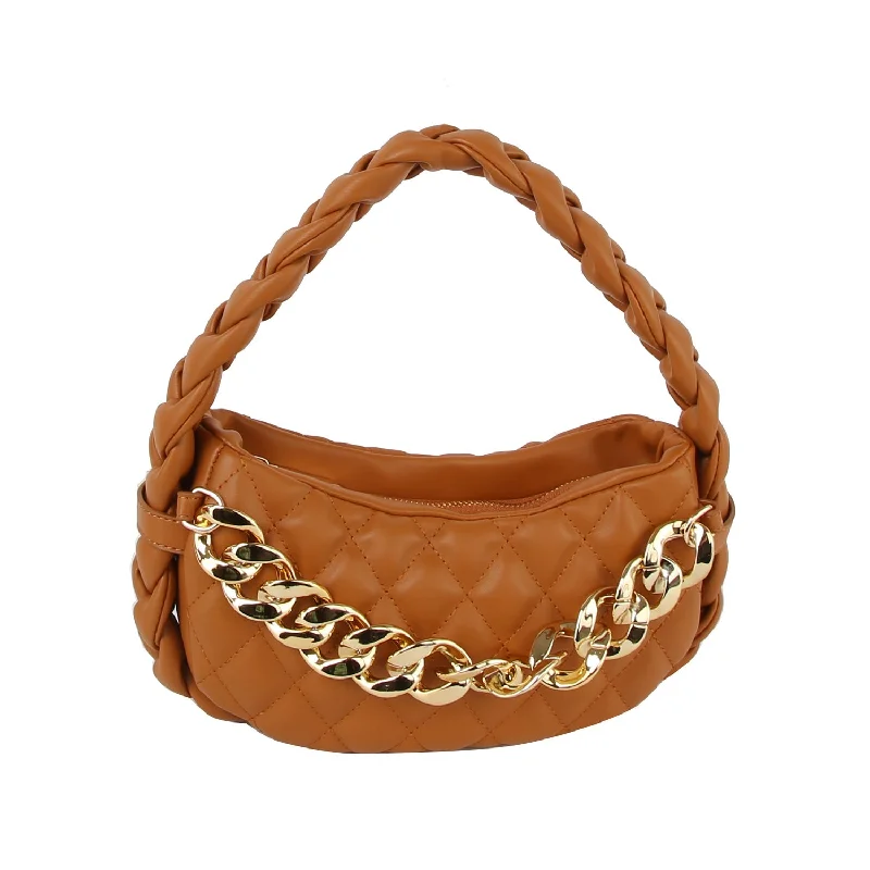 Must Haves Braided handle chain point leather hobo bag
