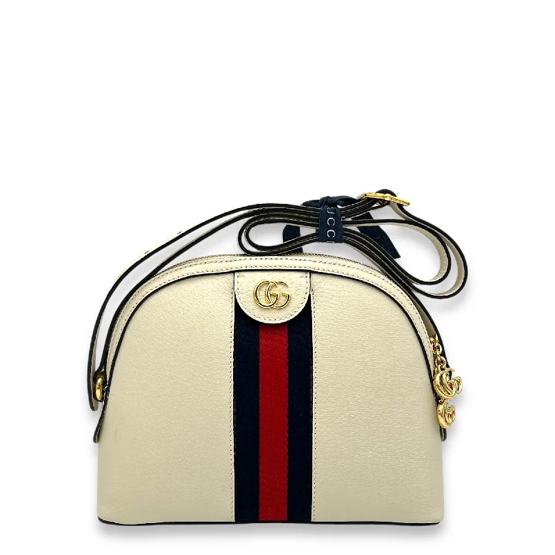 Chic Style, Always In Vogue Ophidia White Crossbody Bag in Calfskin, Gold hardware