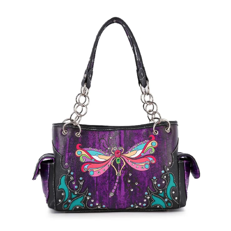 Fresh Fashion Discounts Colorful Dragonfly Patterned Western Style Handbag