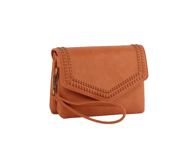 Stylish Looks Front flap tripe convertible clutch crossbody wristlet