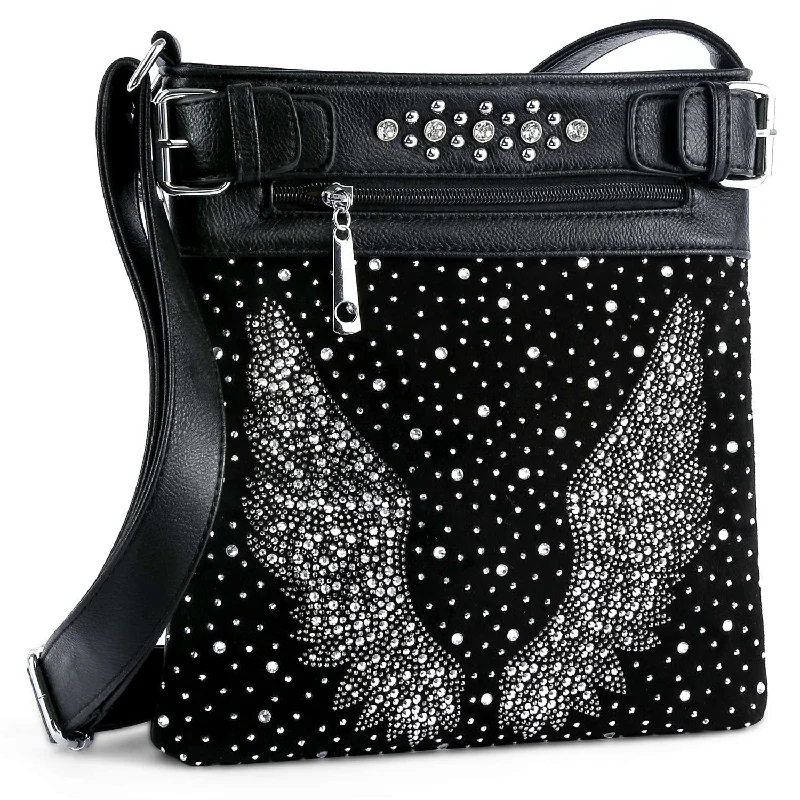 Clearance-Priced Bags Dazzling Wings Design Rhinestone Crossbody Sling