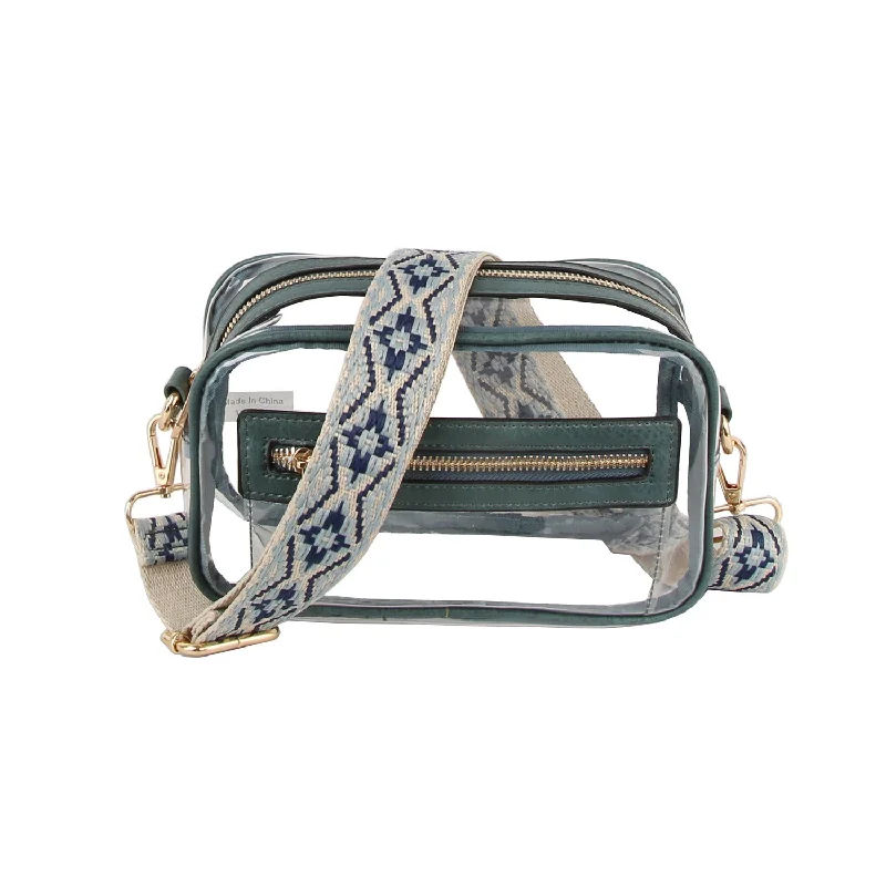 Urban Elegance Deals Front pocket transparent clear bag with guitar strap