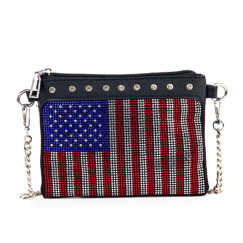 Find Your Unique Flair Rhinestone Flag Crossbody Sling