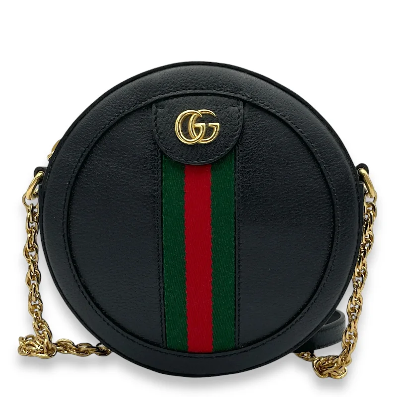 Relaxed Style Ophidia Round  Crossbody bag in Calfskin, Gold Hardware