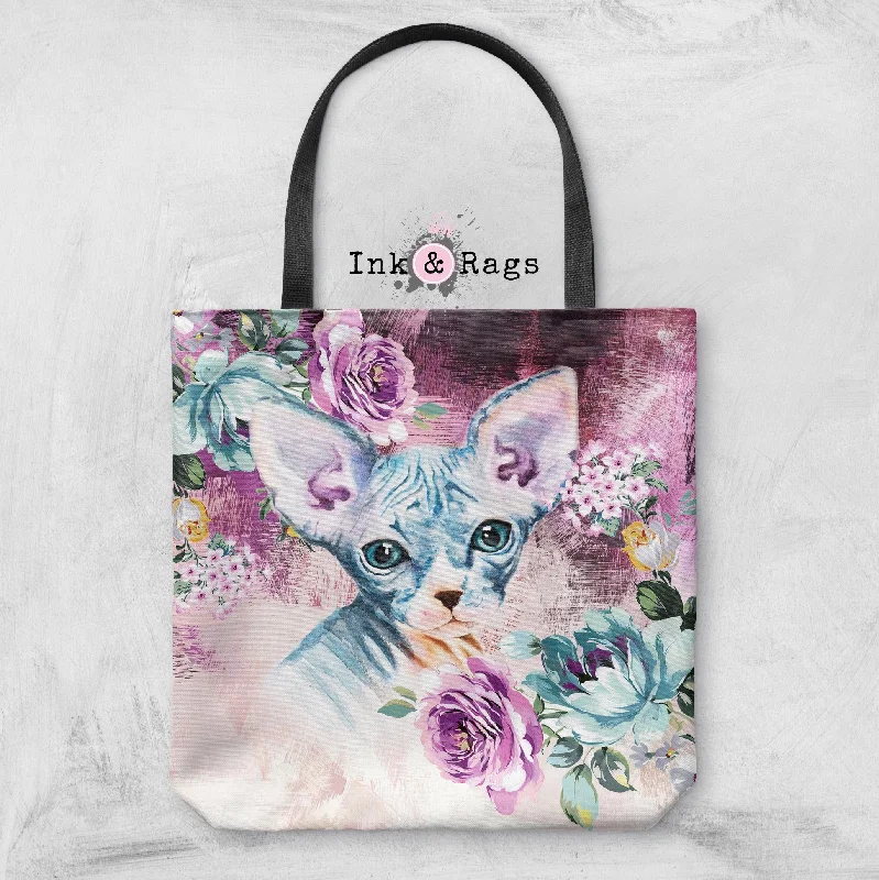 Bag Deals Precious Baby Sphynx Kitten and Flower Casual Tote
