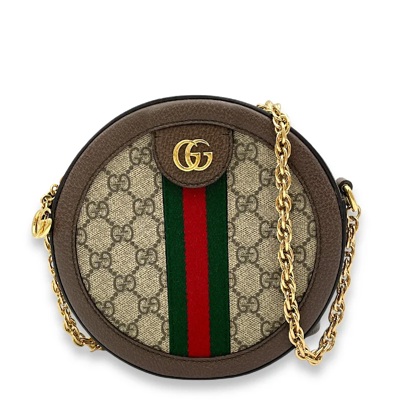 Trendy Bags For Sales Ophidia Crossbody Bag Brown in Coated Canvas, Gold hardware