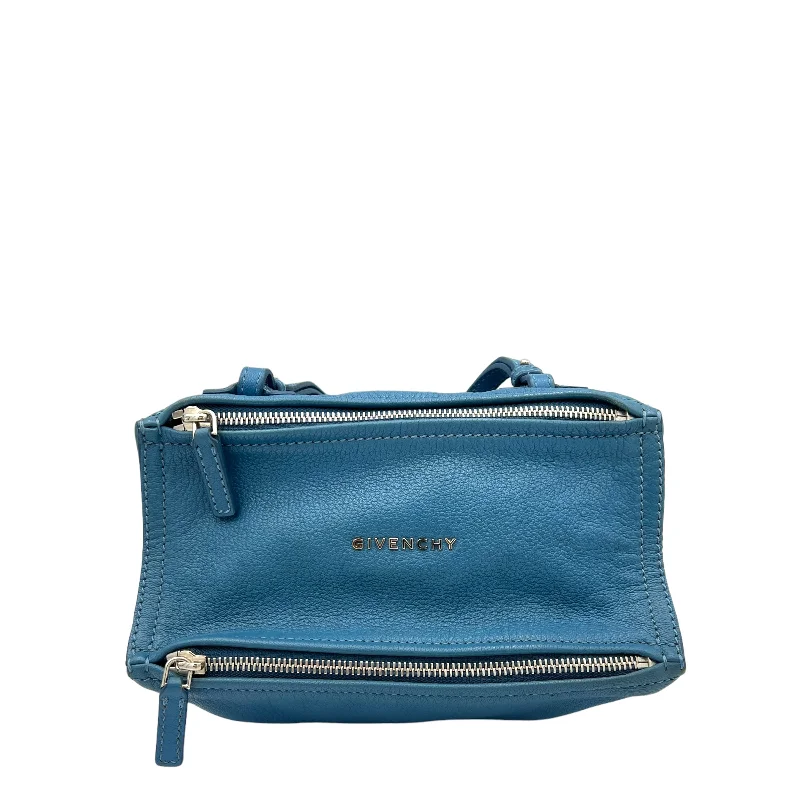 Best Sellers Pandora Crossbody Bag Mini Blue in Calfskin , Silver Hardware