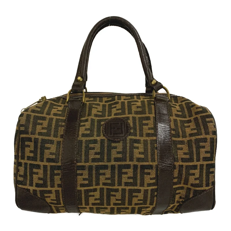 Affordable Bags For Budget Shoppers FENDI/Boston Bag/Beige/Cotton/All Over Print/