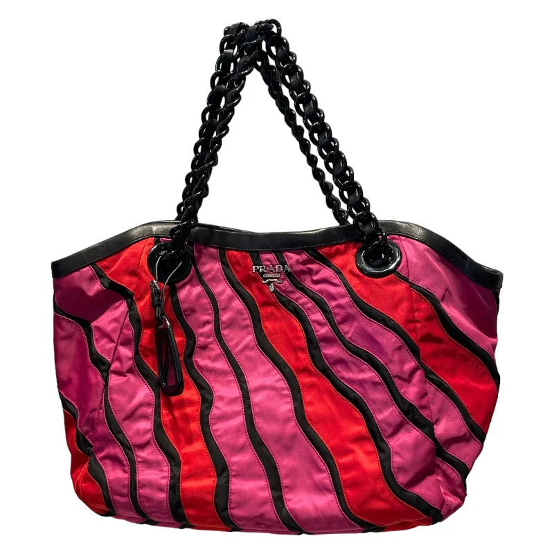 Bold Fashion Sales PRADA/Hand Bag/Stripe/Nylon/PNK/Nappa Wave