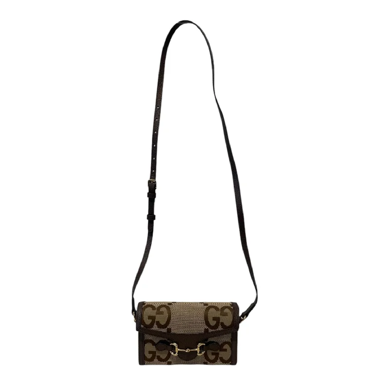 Chic Bags For Office Professionals And Urban Dwellers GUCCI/Cross Body Bag/Monogram/Cotton/KHK/JUMBO GG HORSEBIT 1955