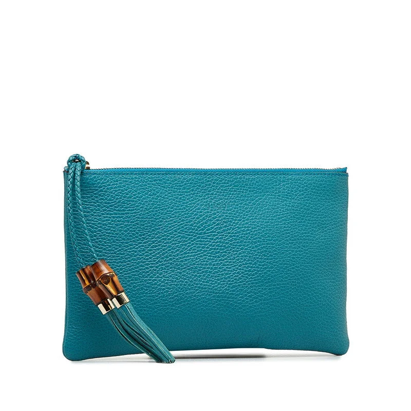 Cozy Chic Promotions Gucci Bambucel  Second Bag  449652 Turquoise Blue Leather  Gucci