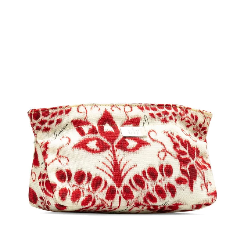 Save Big GUCCI Nylon Cosmetic Pouch 039 9968 White Red Ladies