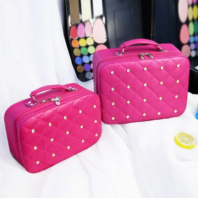 Trendy Threads High-end Cosmetic Case With Diamond Cosmetic Bag PU Portable