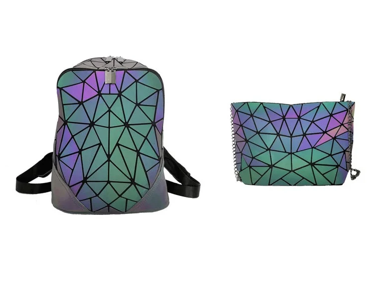 Street Chic Discounts Luminous Makeup Bag Lattice Design Geometric Bag
