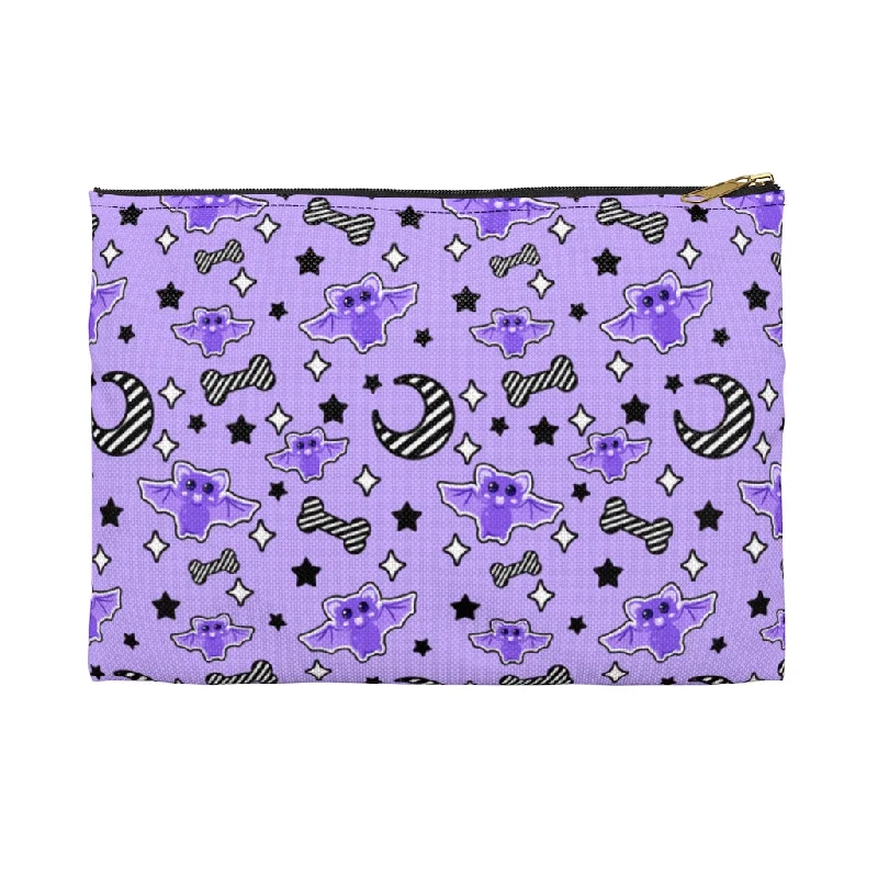High-Quality Bags On Flash Sale Magical Kawaii Spooky Bats Purple Accessory Pouch