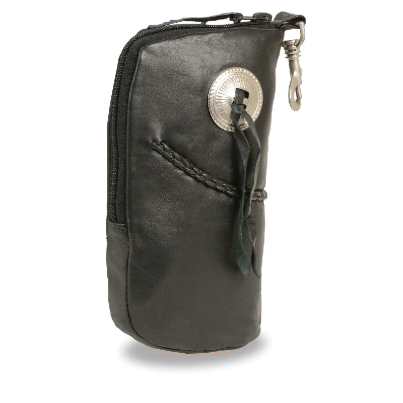 Minimalist Fashion Sale Milwaukee Leather SH508B Black Leather ‘Embroidered’ Eye Glass Case with Concho