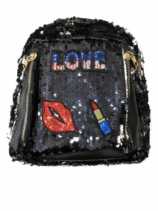 Odor-Resistant And Budget Bags Sequin Love Back Pack