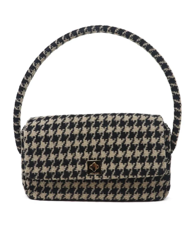 Modern And Limited-Time Offer Bags Annie Bing Beige & Black Houndstooth Shoulder Bag Modern And Limited-Time Offer Bags