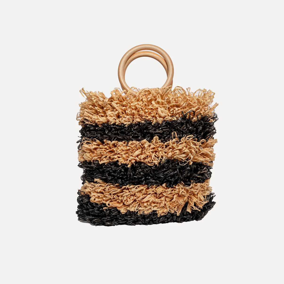 High-Quality Bags Baçal - two-tone natural raffia bag