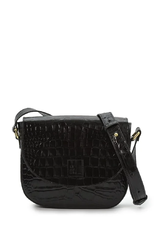Luxury Bags With Premium Materials And Craftsmanship Black Coconut Embossed Leather Flap Crossbody Bag Luxury Bags With Premium Materials And Craftsmanship Black Coconut Embossed Leather Flap Crossbody Bag