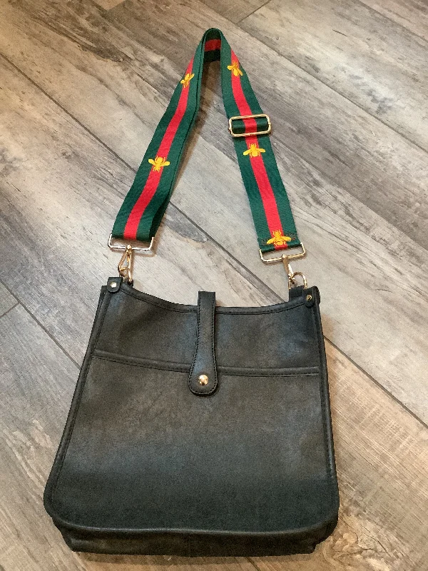 Limited-Time Offer On Trendy Bags Black  Vintage Vegan Leather Messenger Bag with Red & Green  Bee Strap 💚🐝❤️