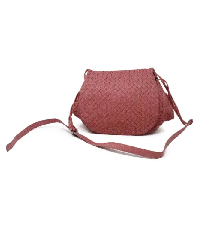 Vintage Bags For Retro And Classic Fashion Lovers Bottega Veneta Pink Woven Leather Shoulder Bag