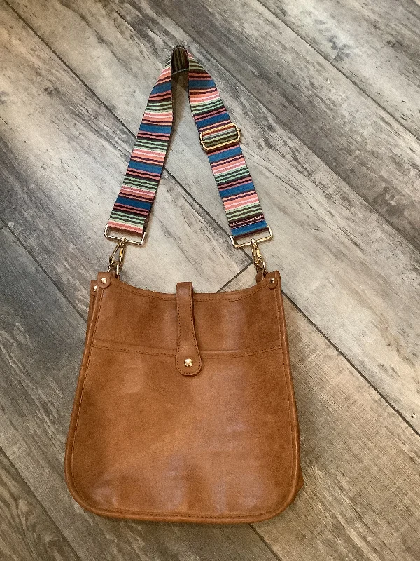 Discounted Designer Bags On Sale Camel Vintage Vegan Leather Messenger Bag with Multi Stripe Strap Discounted Designer Bags On Sale