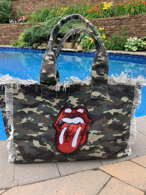 Luxury Bags Camo Stones Canvas Tote