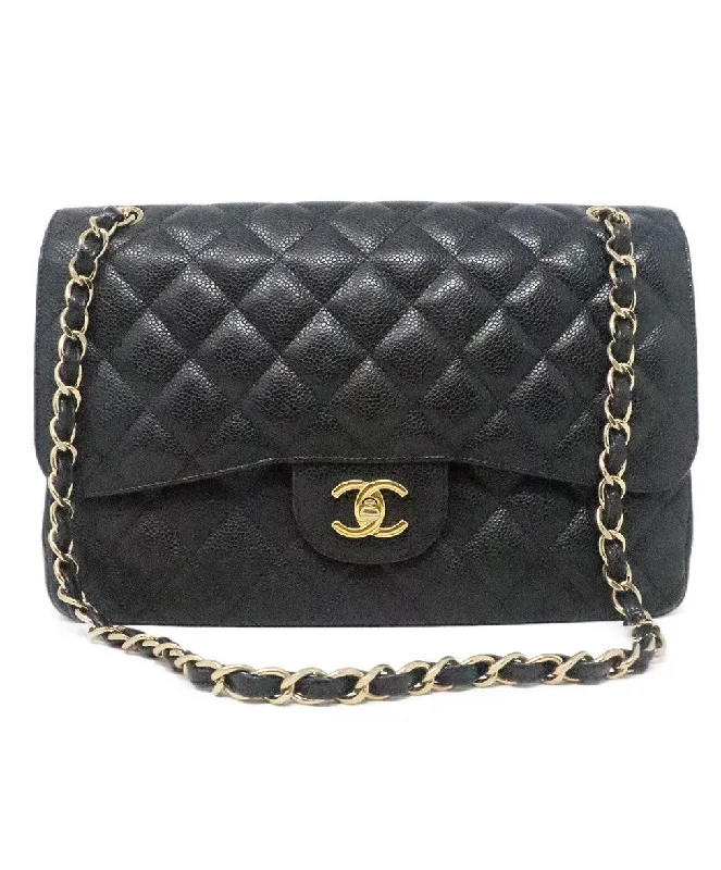 Stylish Bags For Fashion Influencers And Bloggers Chanel Black Caviar Leather Large Classic Flap Bag