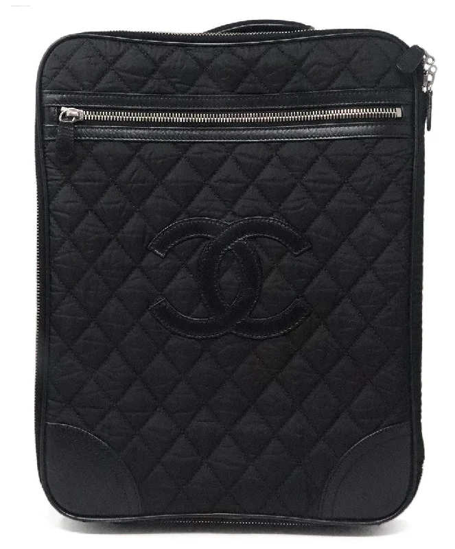 Affordable Bags Chanel Black Quilted Nylon Luggage