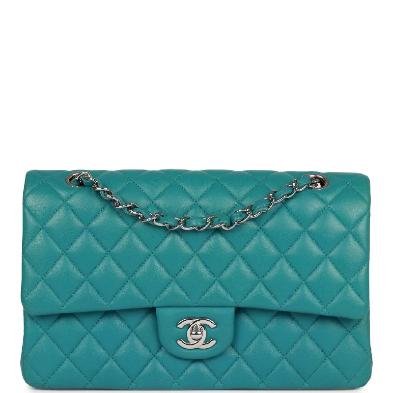 Affordable Bags For Budget Shoppers Pre-owned Chanel Medium Classic Double Flap Bag Blue Lambskin Silver Hardware