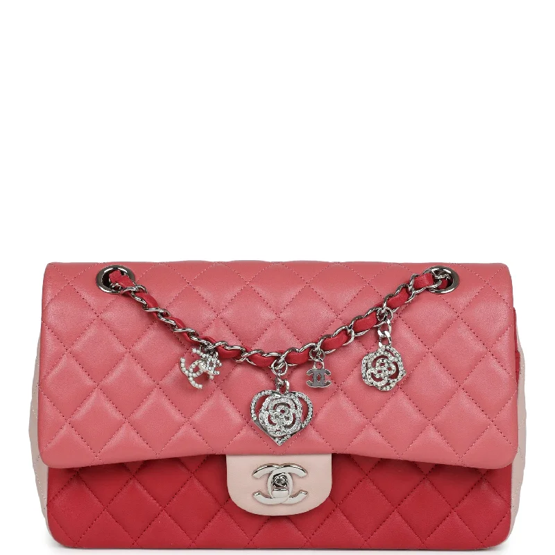 Inspired Bags For High-End Fashion Pre-owned Chanel Medium Valentine Single Flap Bag Tricolored Lambskin Silver Hardware Inspired Bags For High-End Fashion