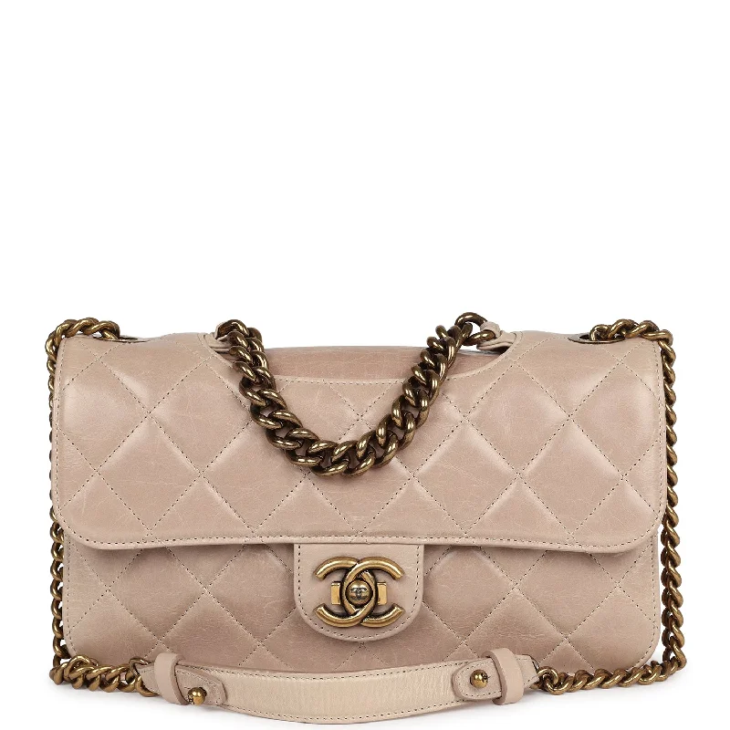 Stylish And Affordable Bags For Every Occasion Pre-owned Chanel Perfect Edge Flap Bag Beige Aged Calfskin Antique Gold Hardware Stylish And Affordable Bags For Every Occasion