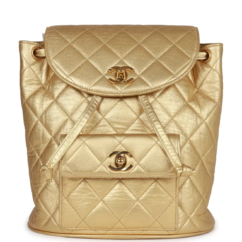 Trendy Bags Vintage Chanel Duma Backpack Gold Metallic Lambskin Gold Hardware Trendy Bags