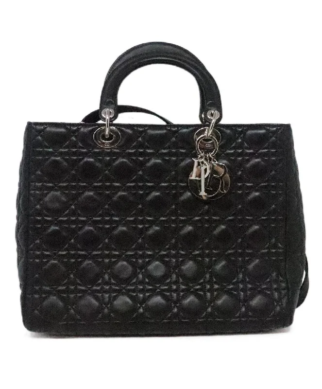 Stylish Bags With Discounts Christian Dior Large Black Leather Lady Dior Bag