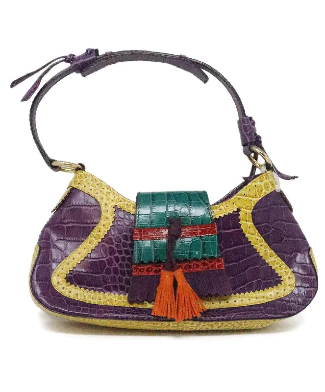 Stylish Yet Affordable Bags Etro Purple & Yellow Pressed Leather Shoulder Bag