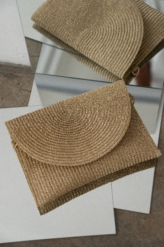 Minimalist Leather Bag For Modern Aesthetics Gold Chloe Woven Clutch