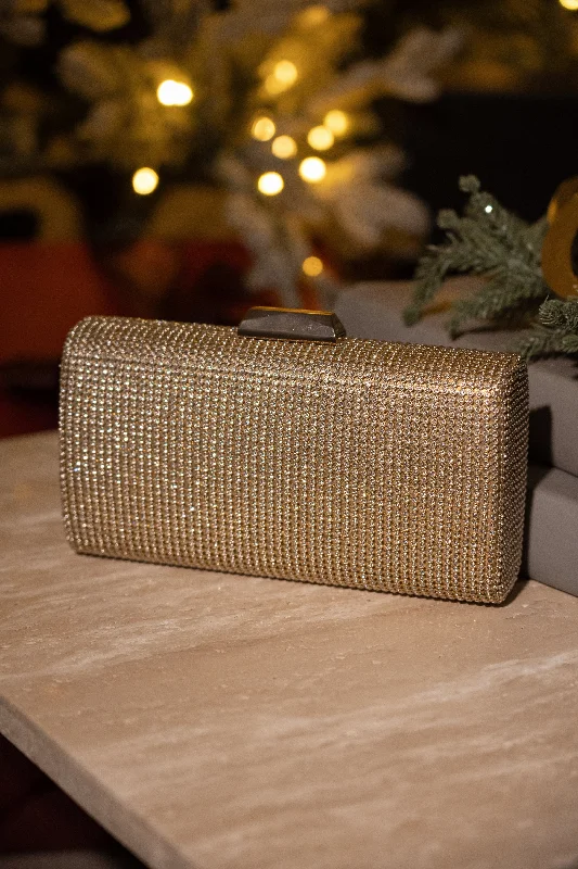 Urban Style Gold Diamante Clutch Bag